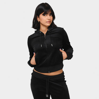 Juicy Couture Femme Big Bling Luxe Velour Chandail à Capuchon zippé / Liquorice