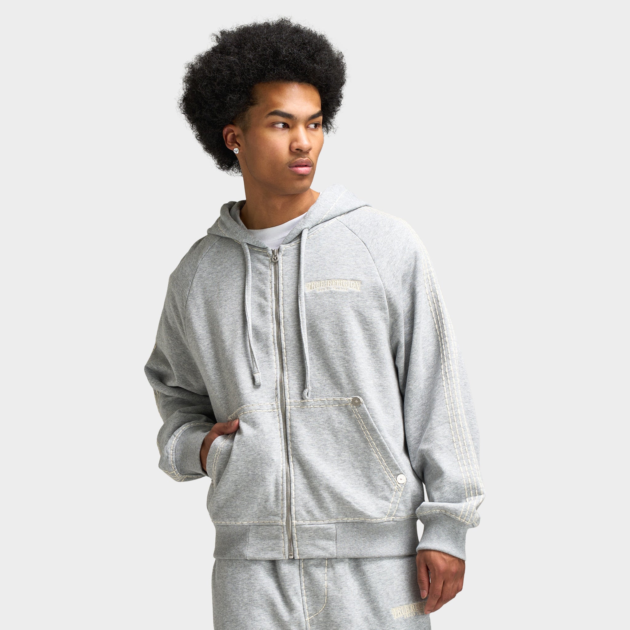 True Religion Super T Cinched Zip Up / Heather Grey – JD Sports