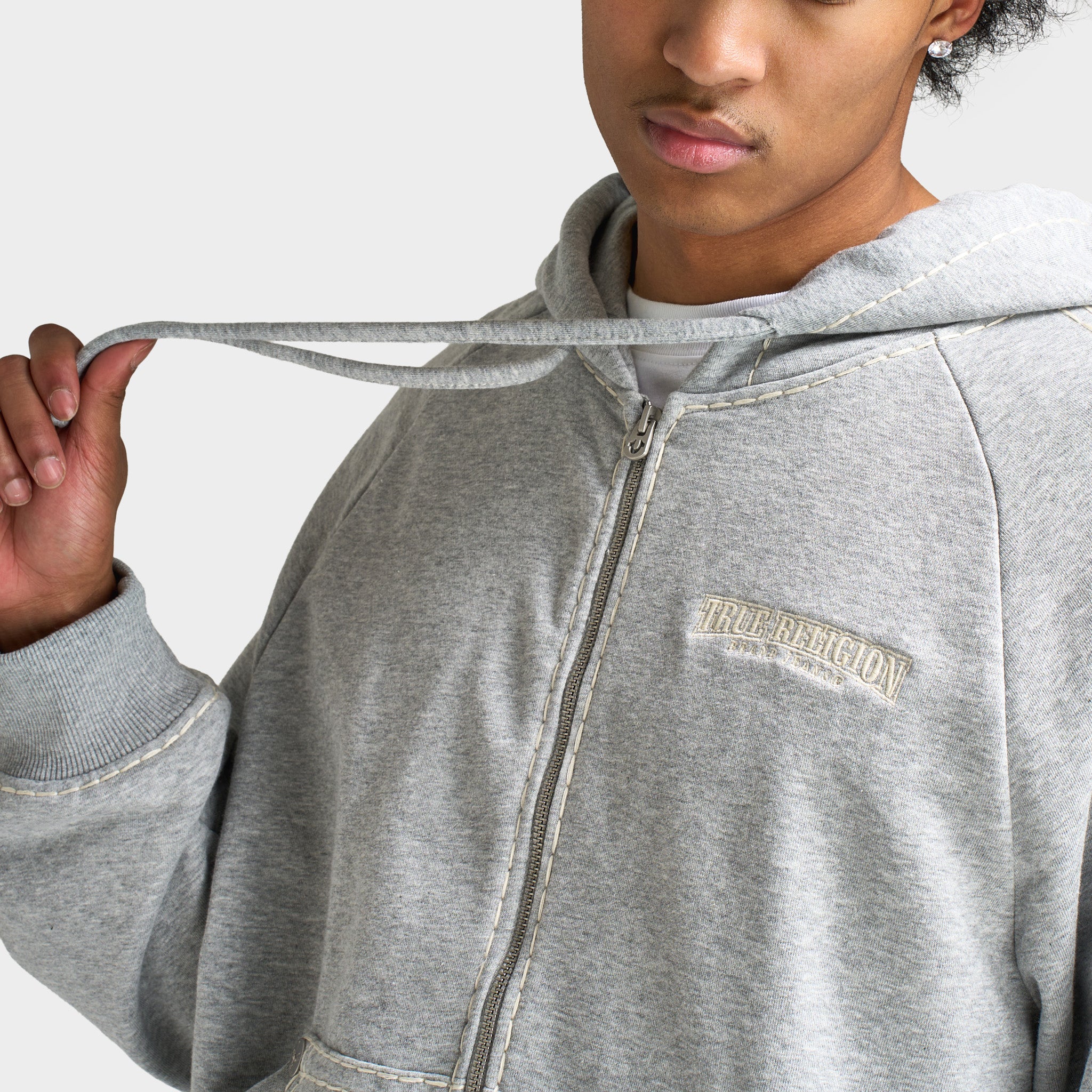 True Religion Super T Cinched Zip Up / Heather Grey – JD Sports