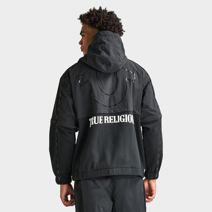 True Religion Nylon Fleece Zip Off Jacket / Jet Black