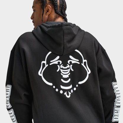 True Religion Logo Visage de Bouddha Chandail à Capuchon zippé  / Noir Jet