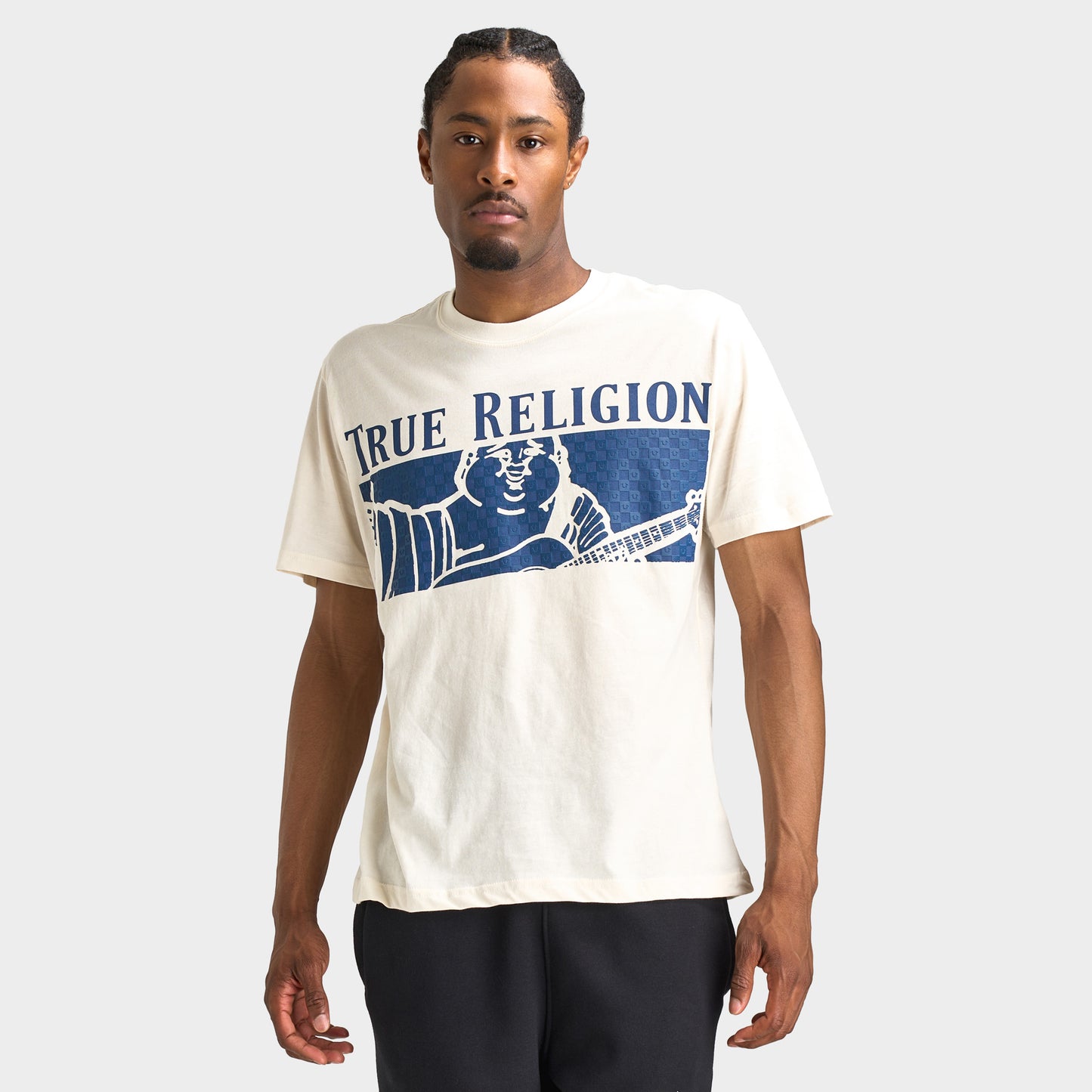 True Religion T-shirt à carreaux Bouddha / Blanc Hiver