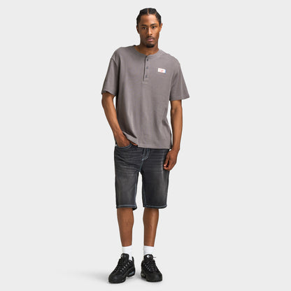 True Religion T-shirt Henley en maille Bouddha / Gris Granit
