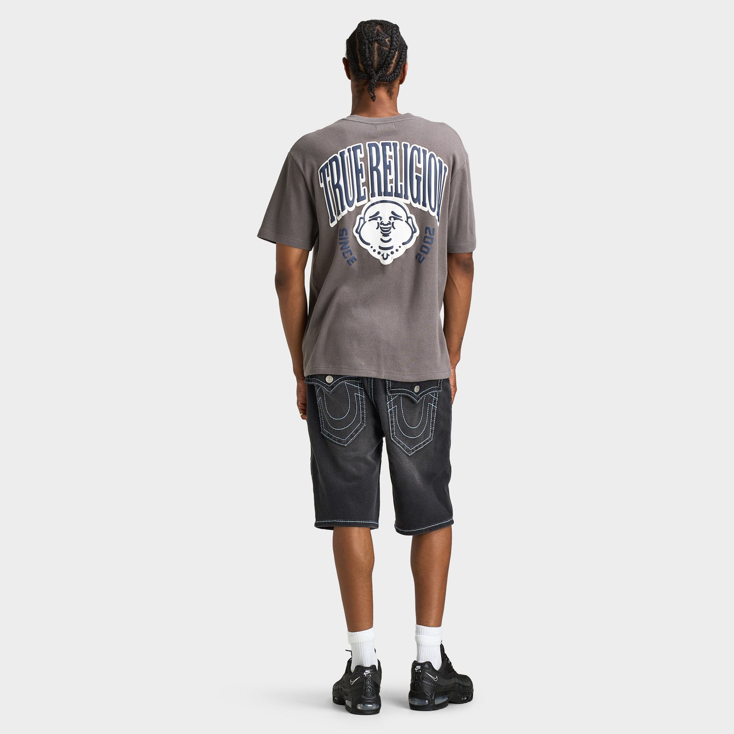 True Religion T-shirt Henley en maille Bouddha / Gris Granit