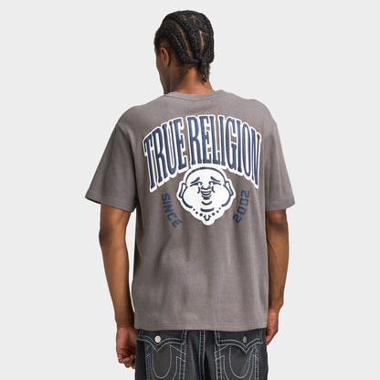 True Religion T-shirt Henley en maille Bouddha / Gris Granit