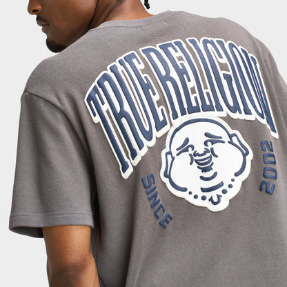 True Religion T-shirt Henley en maille Bouddha / Gris Granit