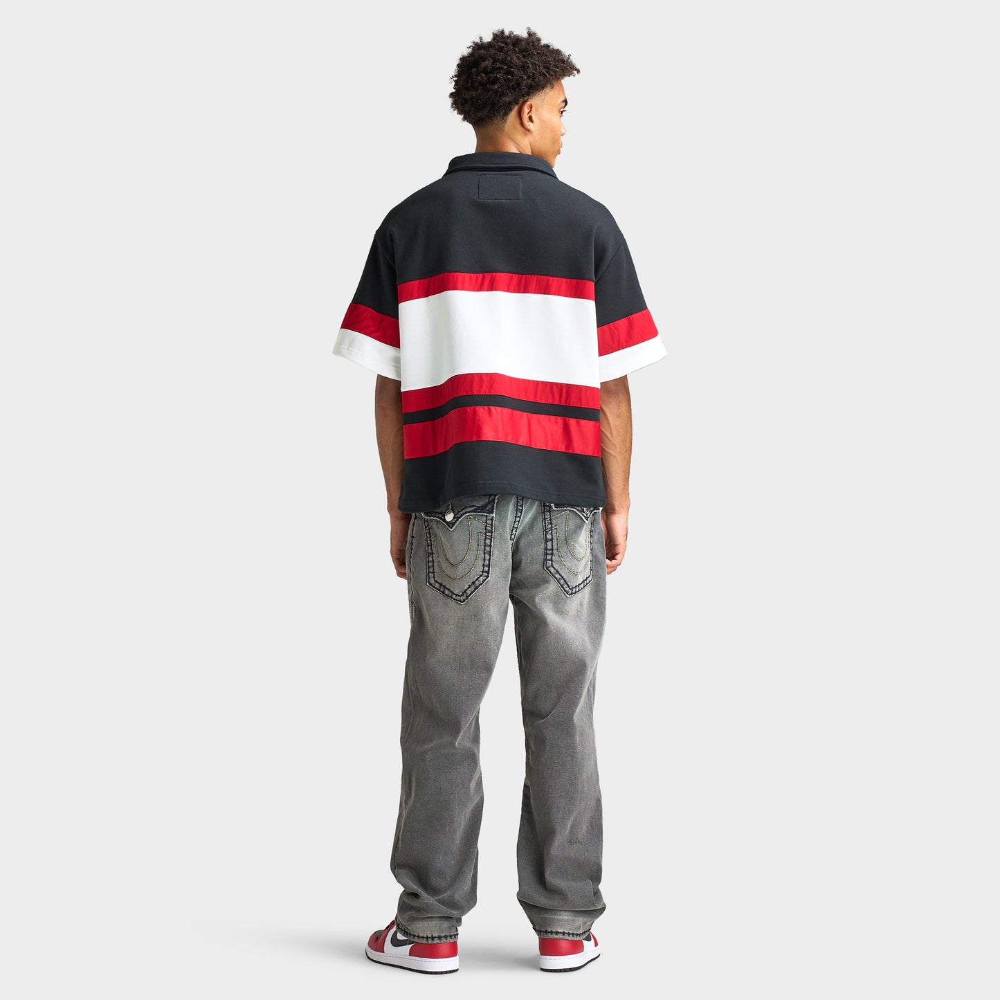 True Religion SS Polo de rugby Relax Rouge / Blanc - Noir