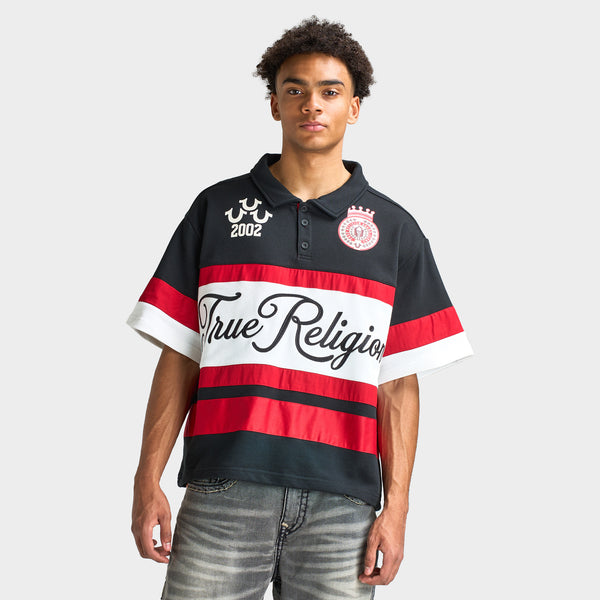 True Religion Shortsleeve Relaxed Rugby Polo Red / White - Black