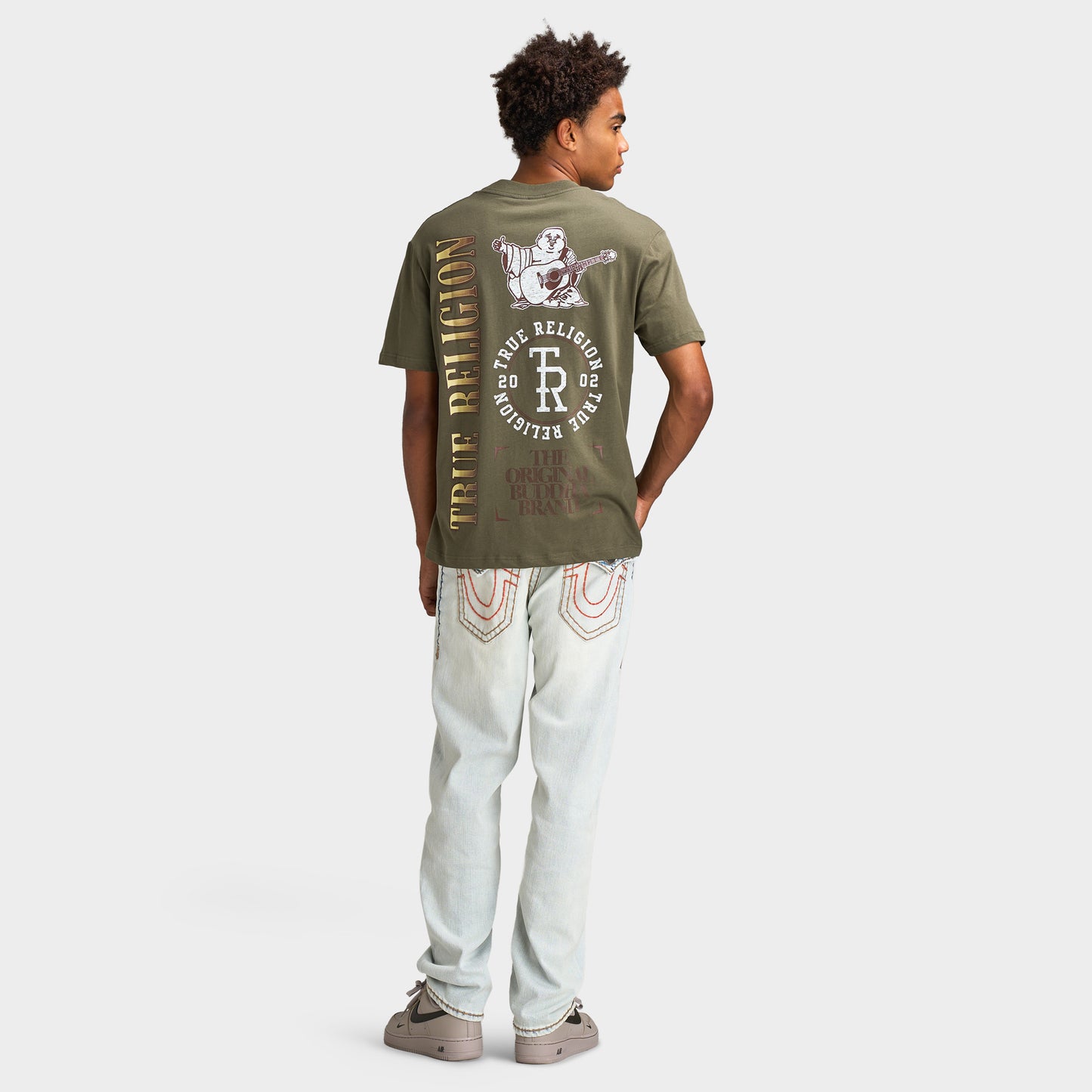 True Religion T-shirt à logo Empilé / Blanc