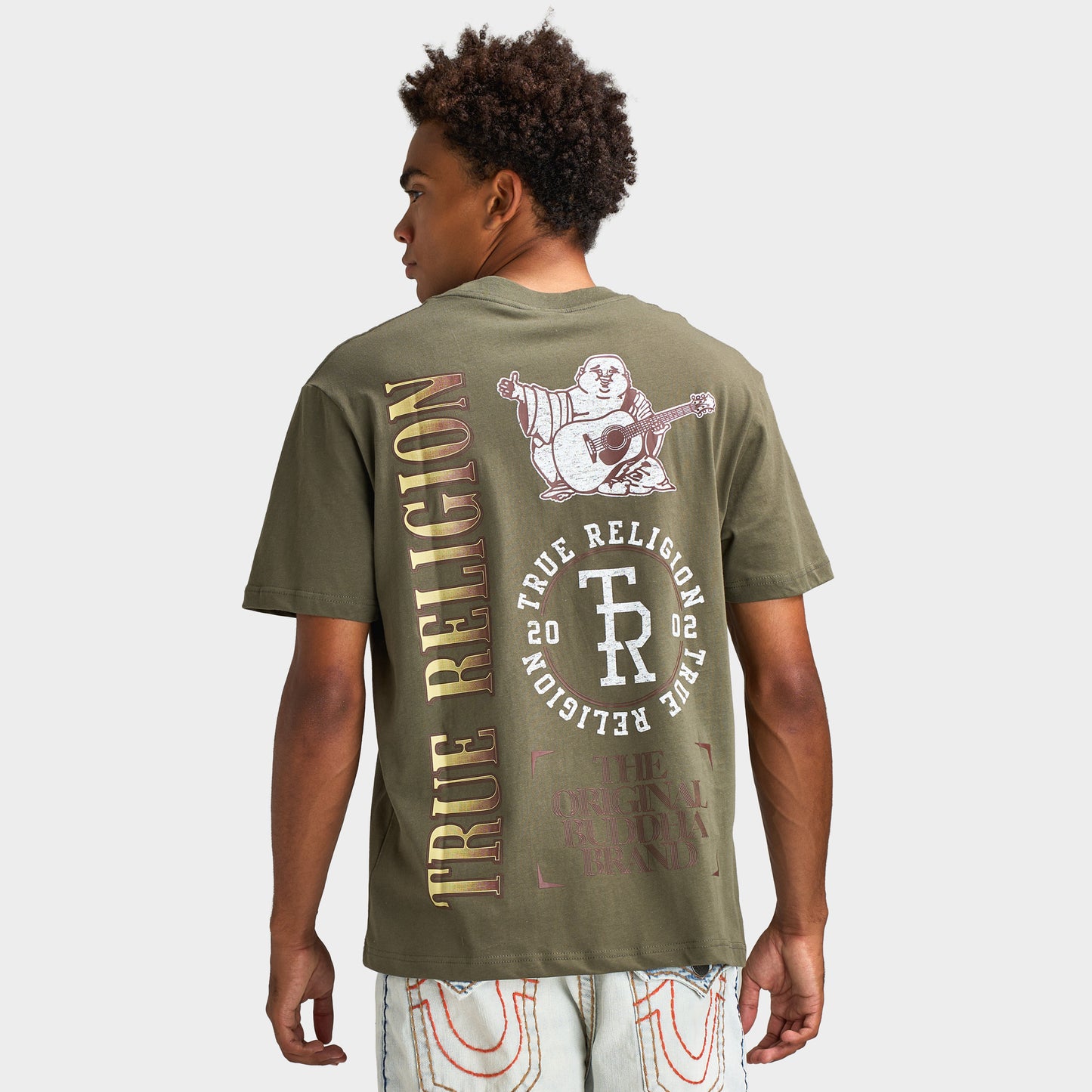 True Religion T-shirt à logo Empilé / Blanc