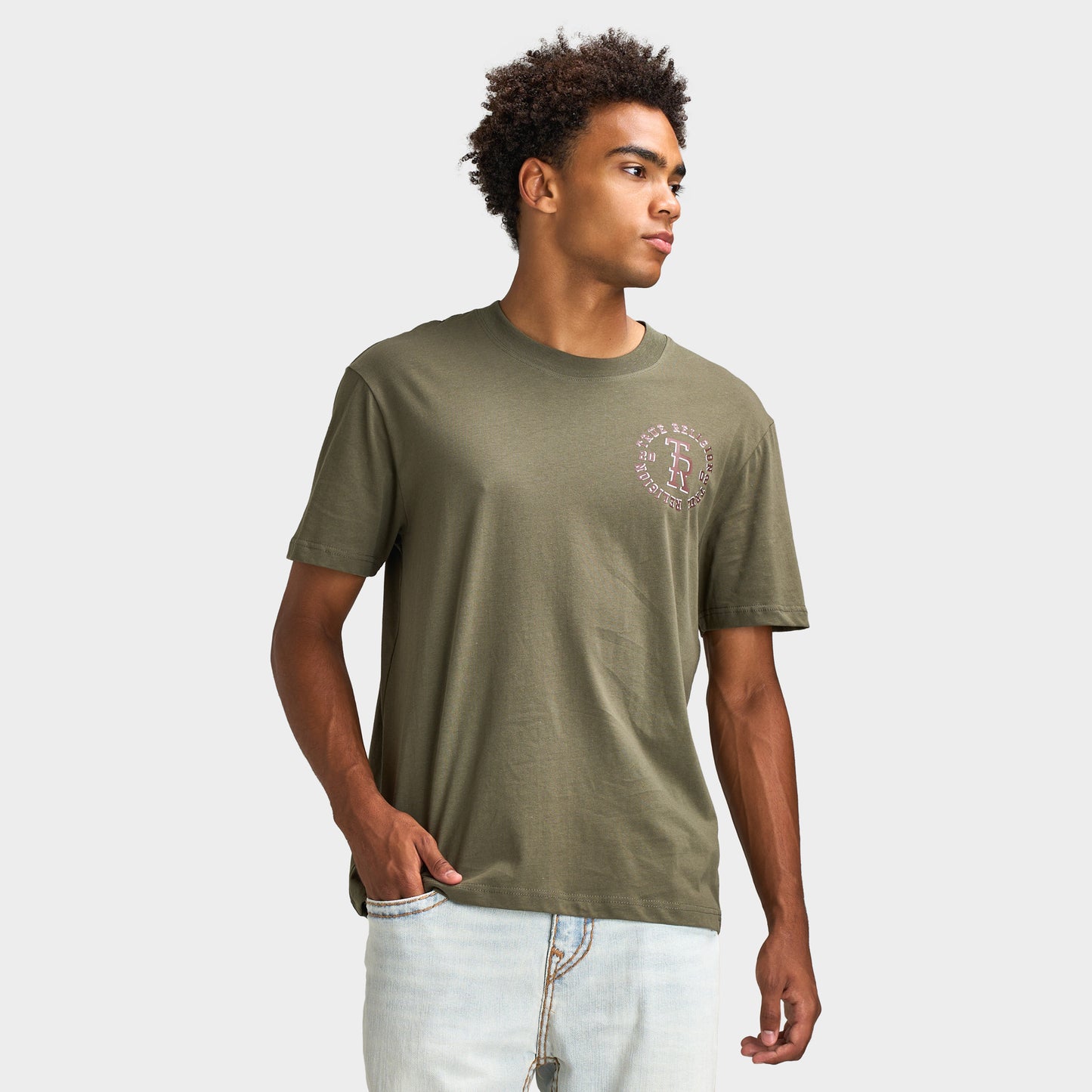 True Religion T-shirt à logo Empilé / Blanc