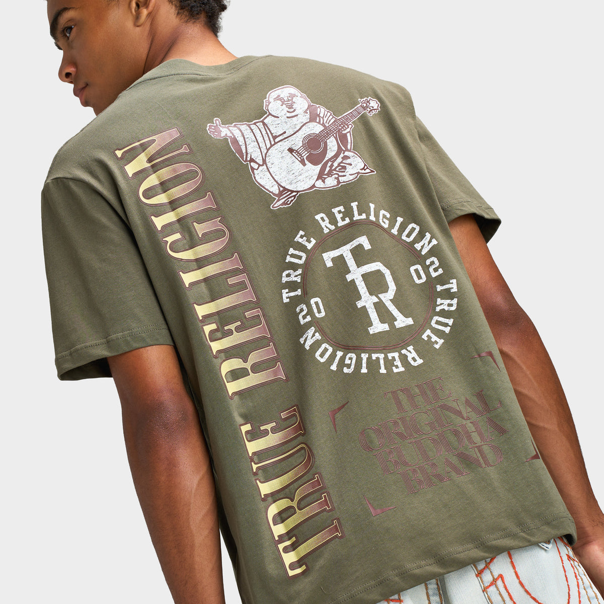 True Religion T-shirt à logo Empilé / Blanc