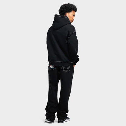 True Religion No1 Big T Hoodie / Jet Black