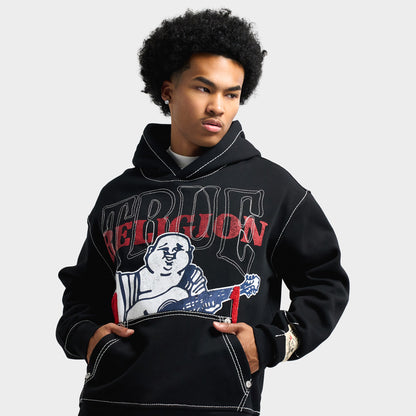 True Religion No1 Big T Hoodie / Jet Black