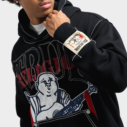 True Religion No1 Big T Hoodie / Jet Black
