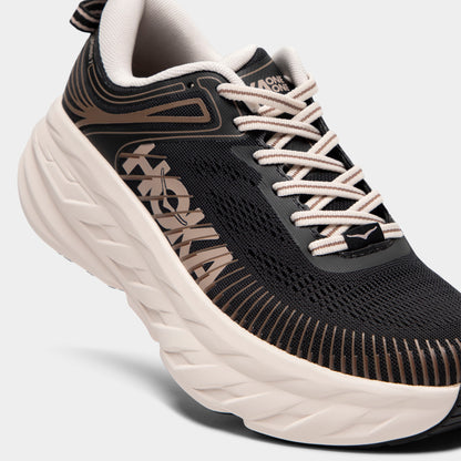 Hoka Women's Bondi 7 Black / Rose Cream