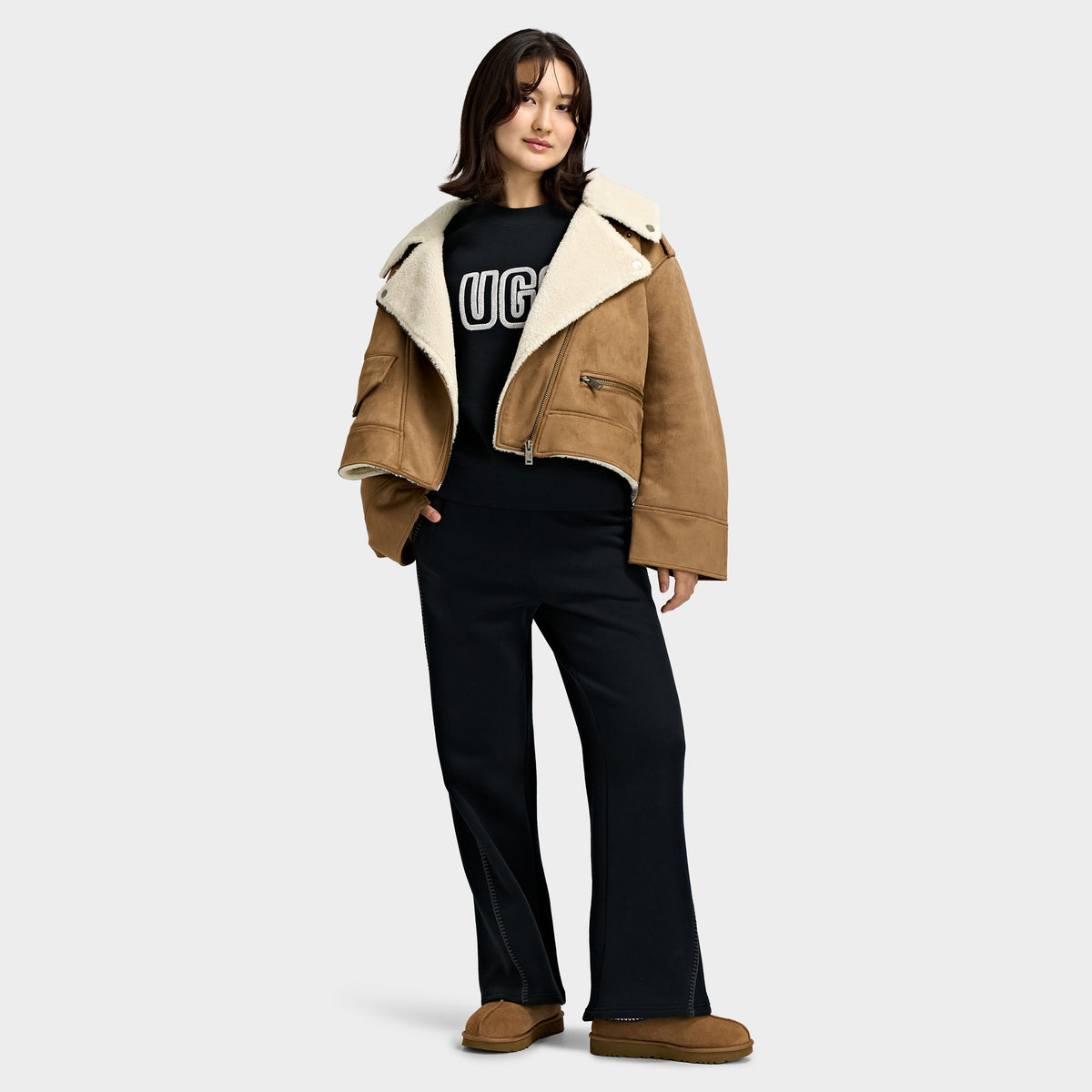 Blouson moto UGG Finnian Luxefluff / Châtaigne