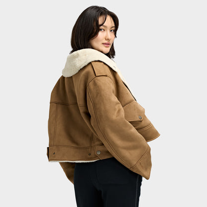 Blouson moto UGG Finnian Luxefluff / Châtaigne