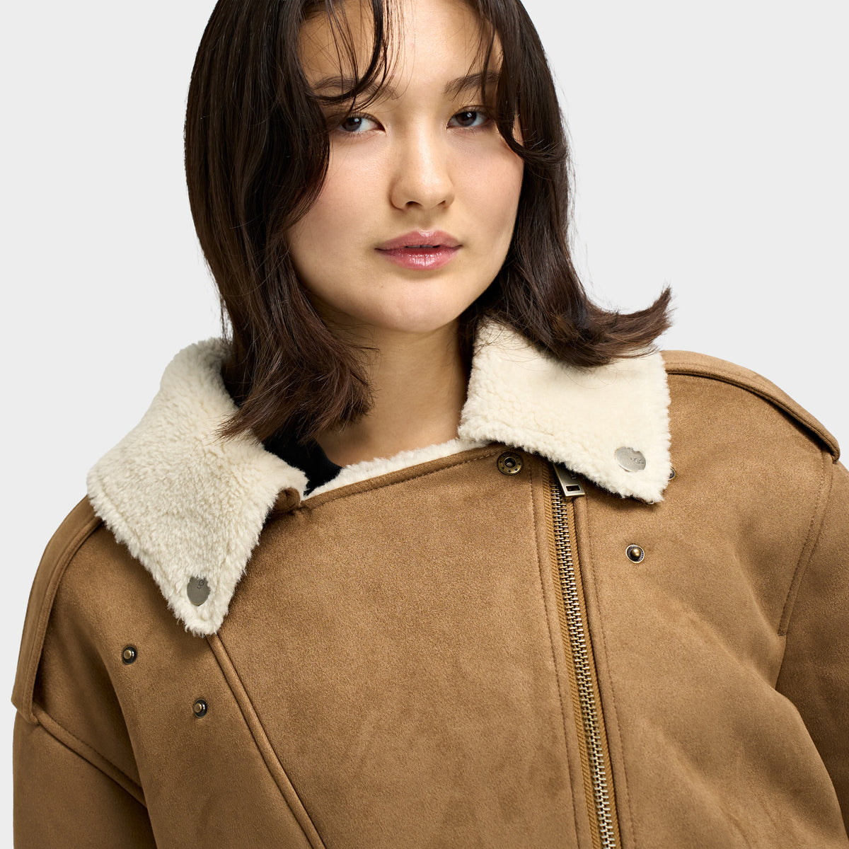 Blouson moto UGG Finnian Luxefluff / Châtaigne