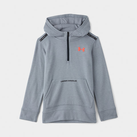 Under Armour Junior Boys Half Zip Fleece Hoodie Steel Light