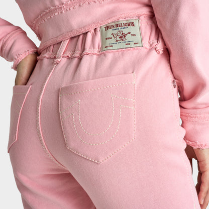 True Religion Wash Raw Edge Big T Track Pants / Candy Pink