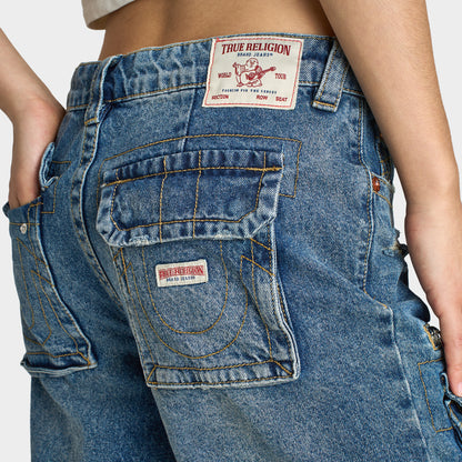 True Religion Women's bobbie Baggy Cargo Capris / Easy Hazel