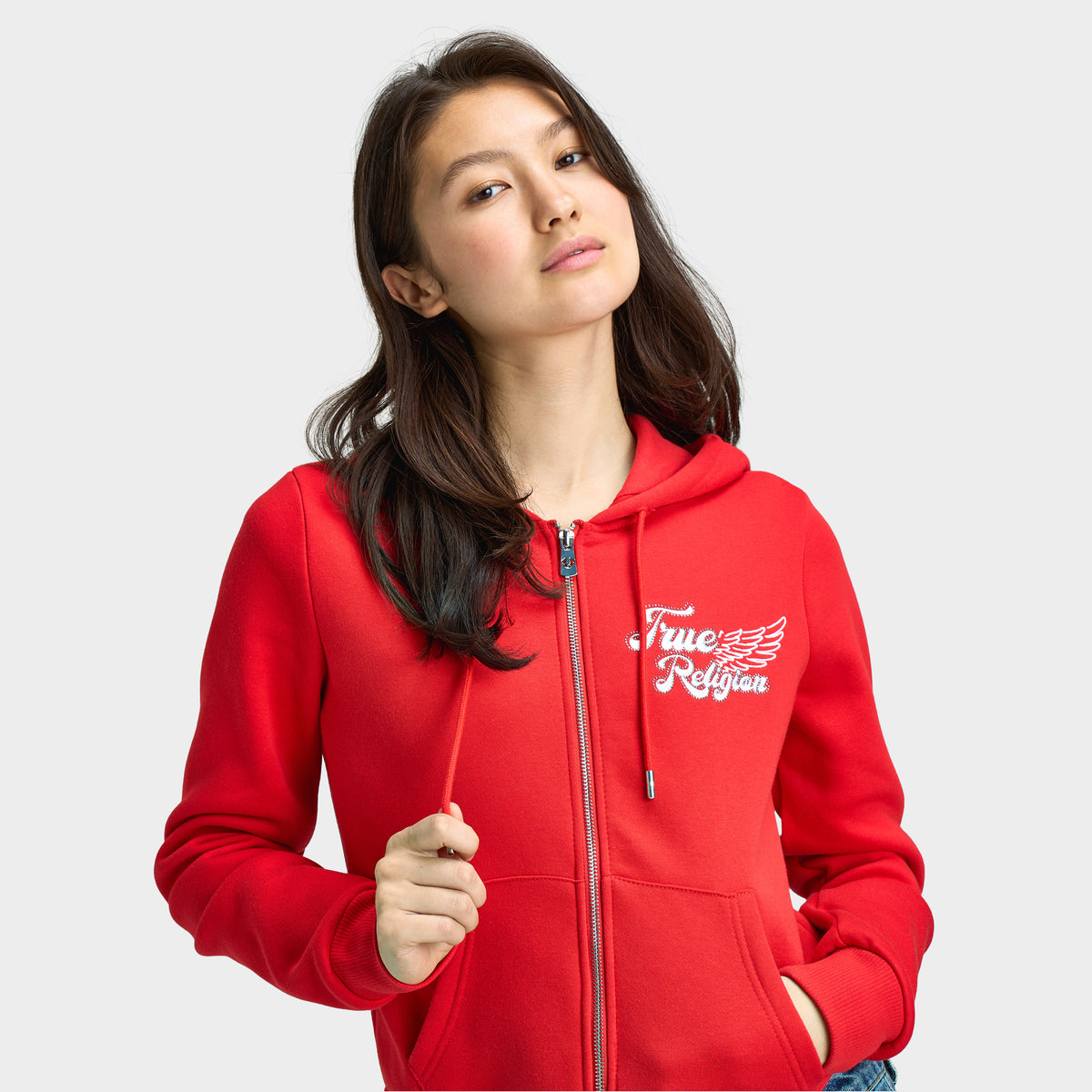 True Religion Crystal Wing Classic Zip Hoodie Flame Scarlet – JD