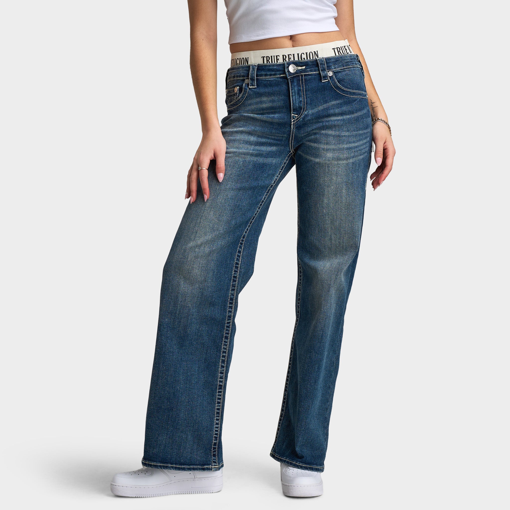 TRUE RELIGION バギー True Religion Women's Elastic Brief Bobbi Baggy Jean / Blue – JD