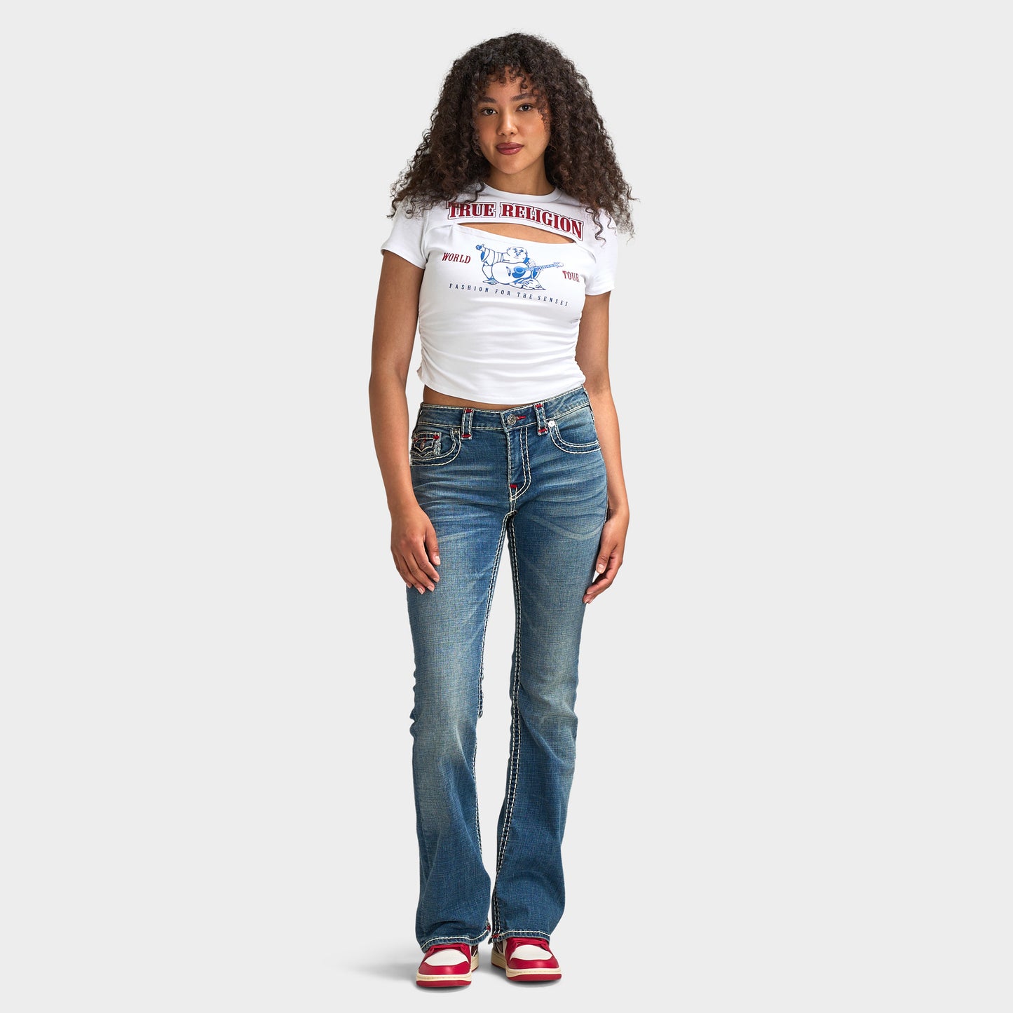 True Religion Women's Becca Mid Rise Bootcut Super T Flap / Orchid Breeze