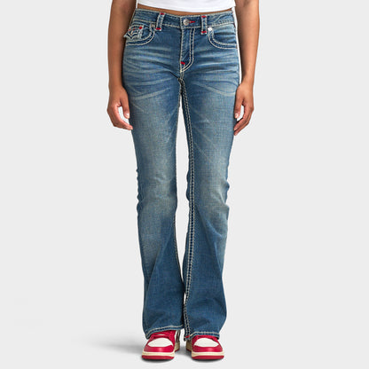 True Religion Women's Becca Mid Rise Bootcut Super T Flap / Orchid Breeze