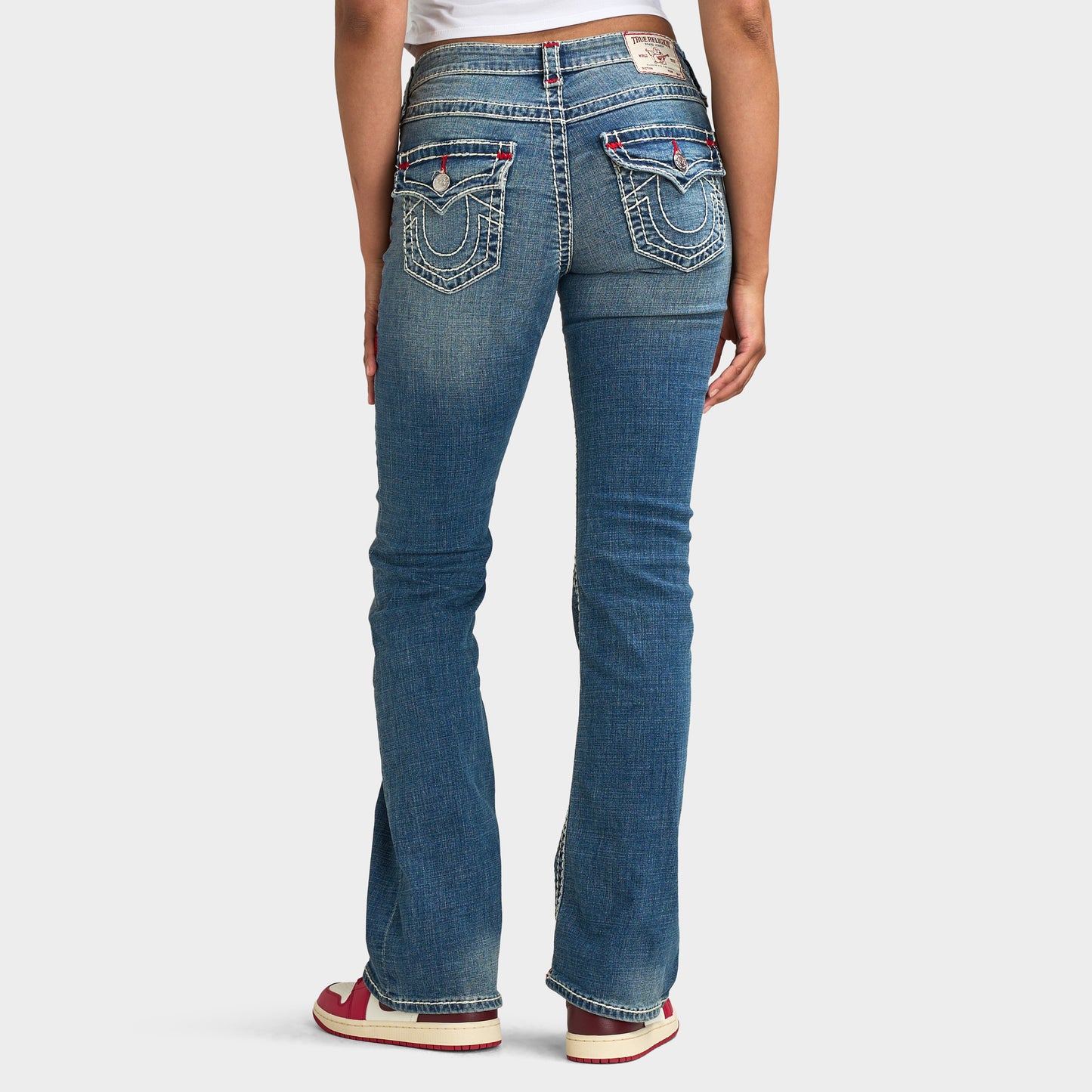 True Religion Women's Becca Mid Rise Bootcut Super T Flap / Orchid Breeze