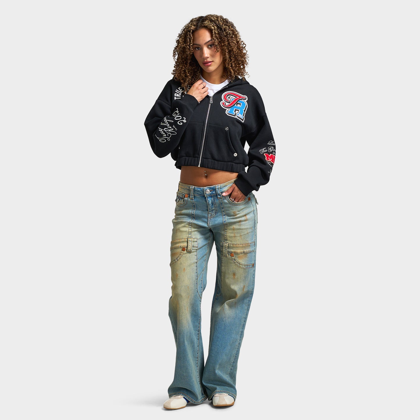 True Religion Women's Carpenter Bobbi Flap Big T / Winter Breeze