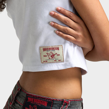 True Religion Women's Anniversary Notched Rib Tee / White
