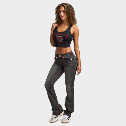 True Religion Women's Crystal Tiger Cut Hem Tank / Jet Black