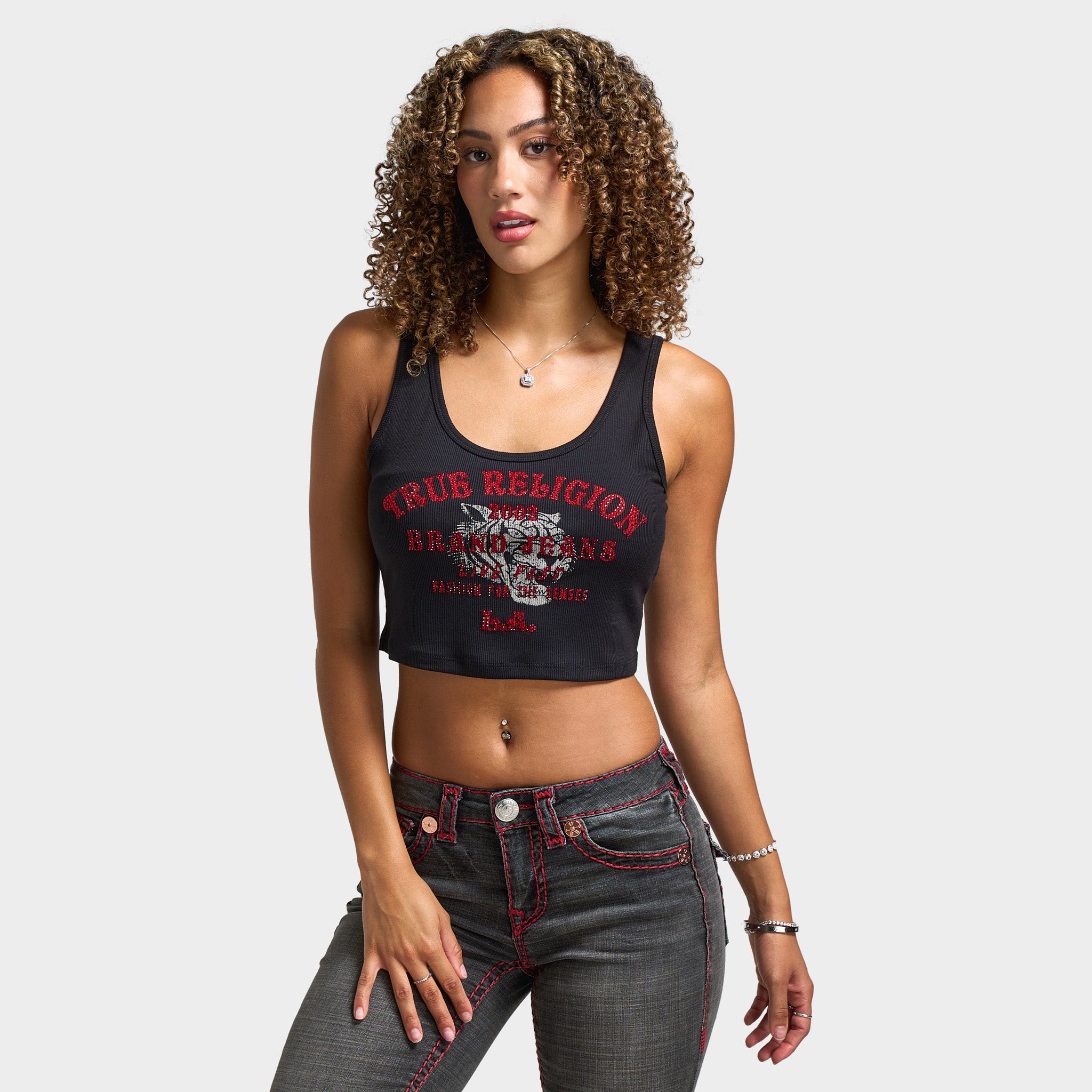 TRUE RELIGION KIRSH タンクトップ True Religion Logo Fiery Red Crop Tank Top | Zumiez