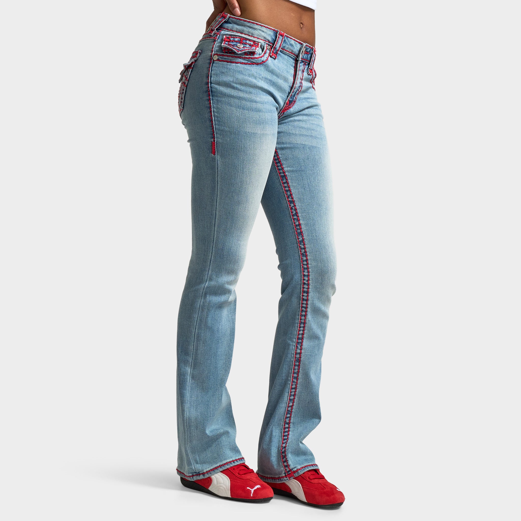True Religion Women's Becca Midrise Bootcut Flap Super T