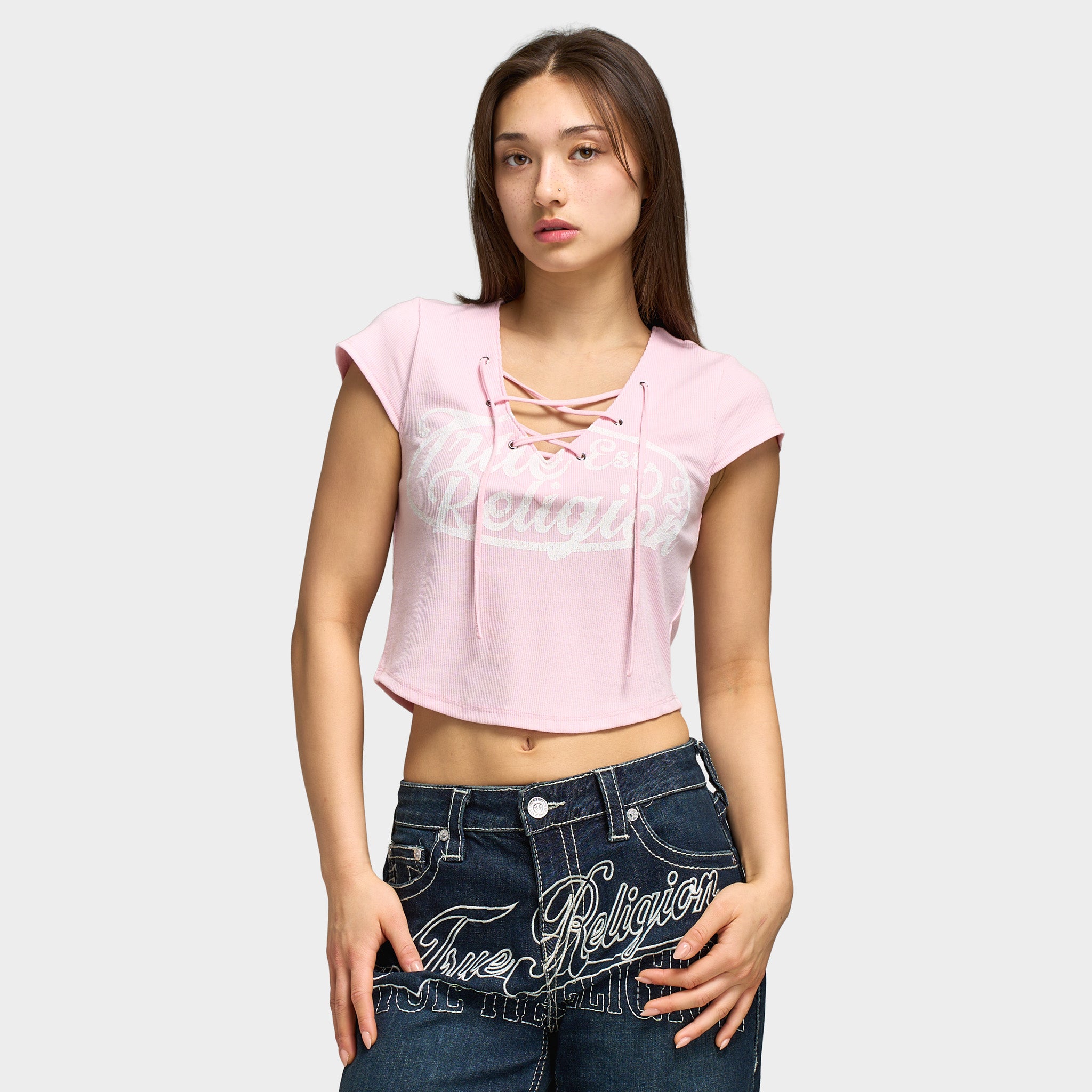 True Religion Women's Lace Up Cap Sleeve Rib Top / Fairy – JD Sports