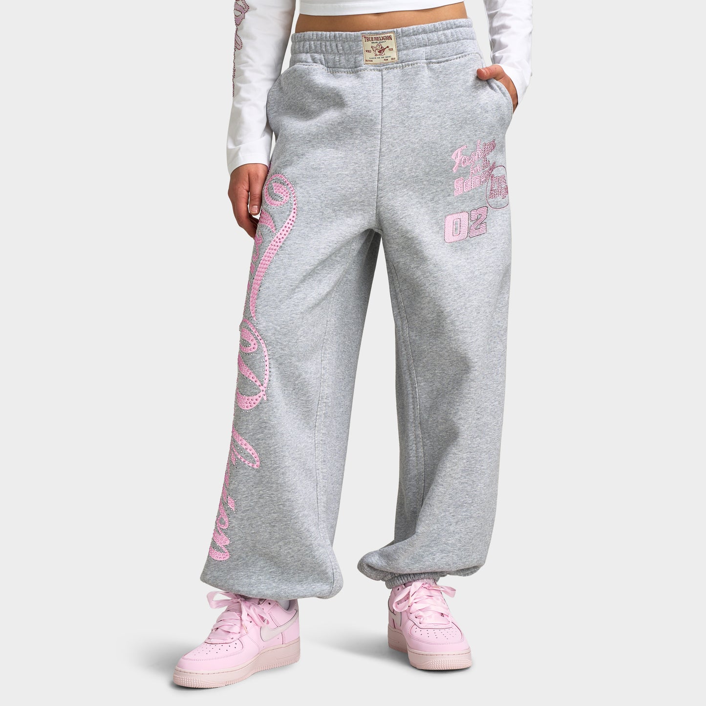 True Religion Jogging ample Big T Crystal / Gris chiné