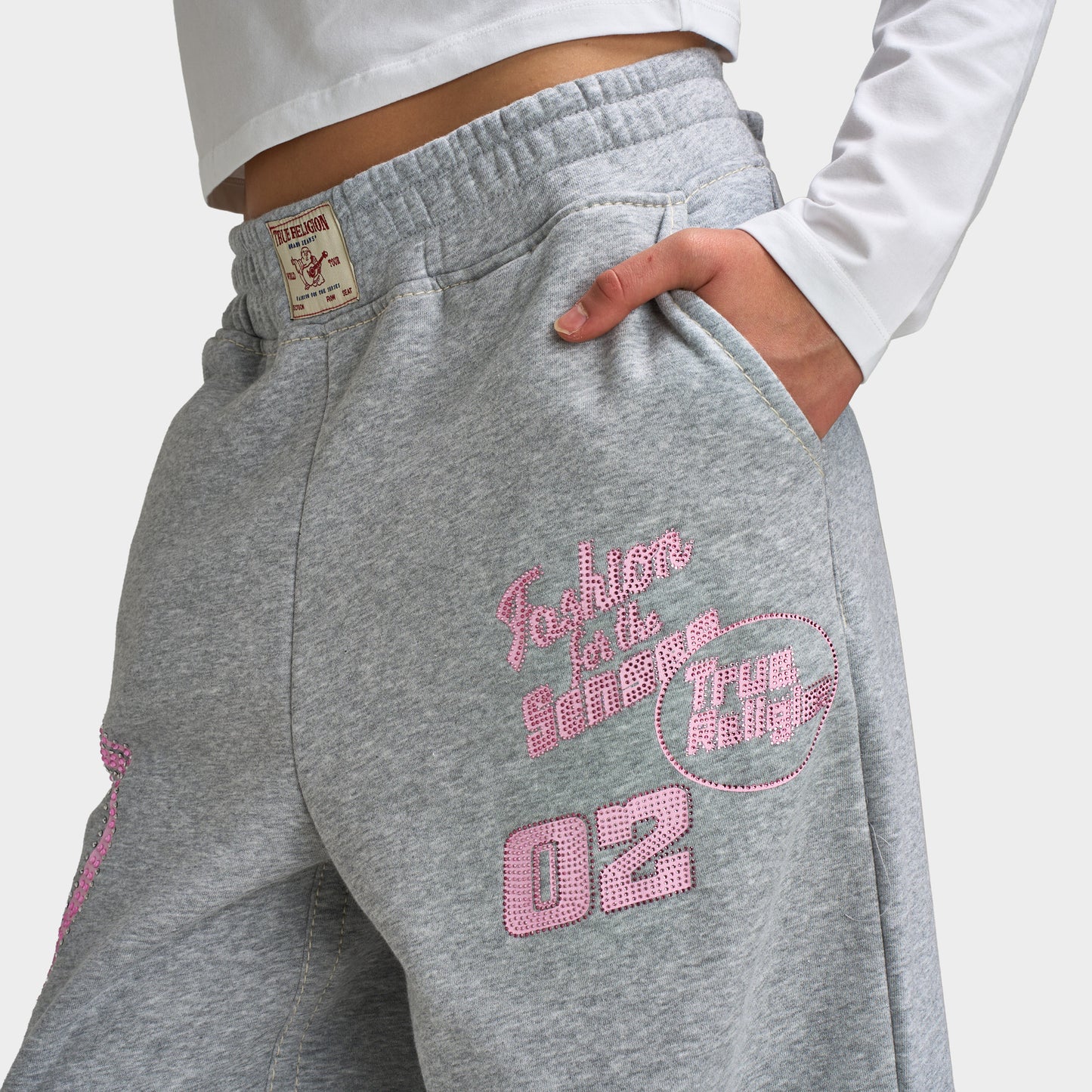 True Religion Jogging ample Big T Crystal / Gris chiné