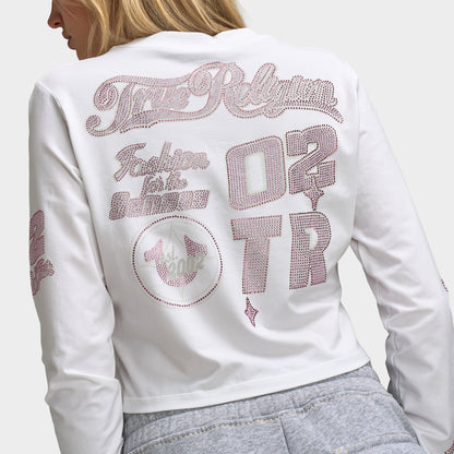 True Religion Haut court à manches longues sportif Crystal blanc / rose