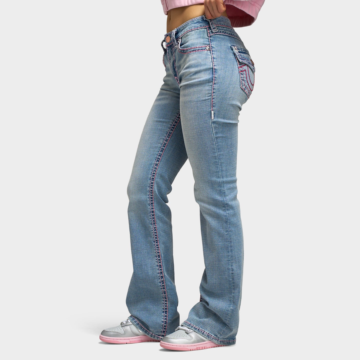 True Religion Femmes Jean Becca Taille Mi-Haute Coupe Bootcut Super T Flap / Champagne Glow