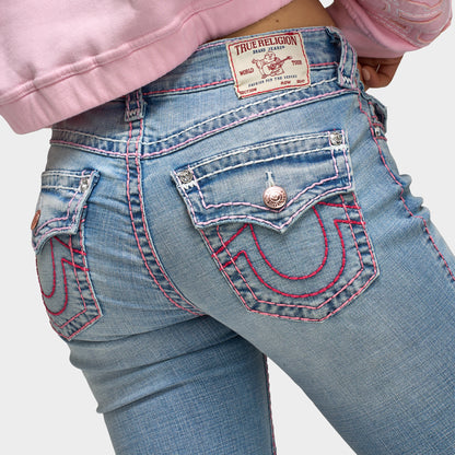 True Religion Femmes Jean Becca Taille Mi-Haute Coupe Bootcut Super T Flap / Champagne Glow