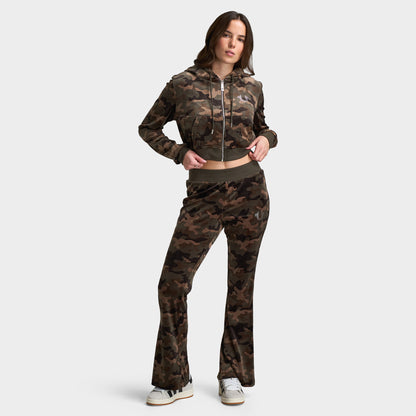 True Religion Women's Velour Bootcut Pants / Brown Camo