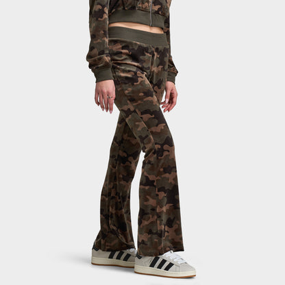 True Religion Women's Velour Bootcut Pants / Brown Camo