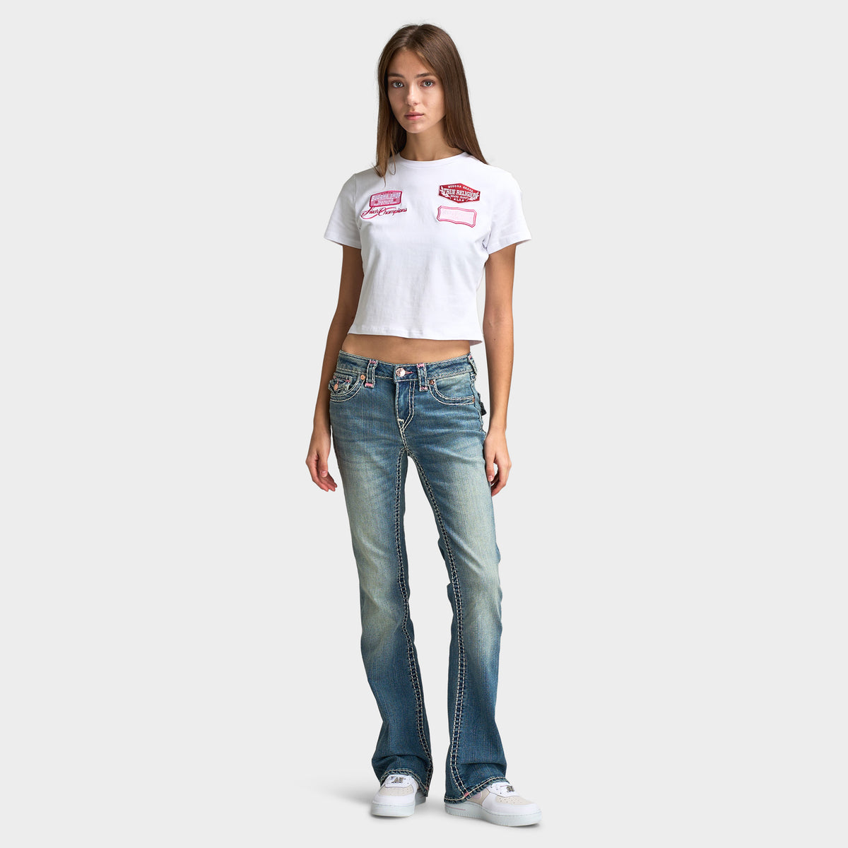 True Religion Jean Becca semi-évasé Super T Flap / Rouge Séquoia