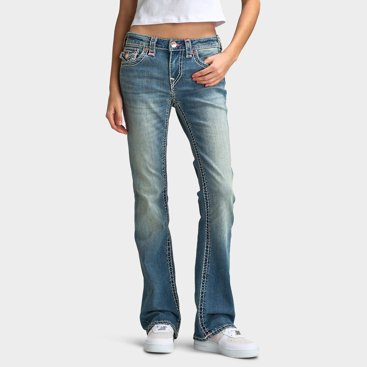 True Religion Jean Becca semi-évasé Super T Flap / Rouge Séquoia