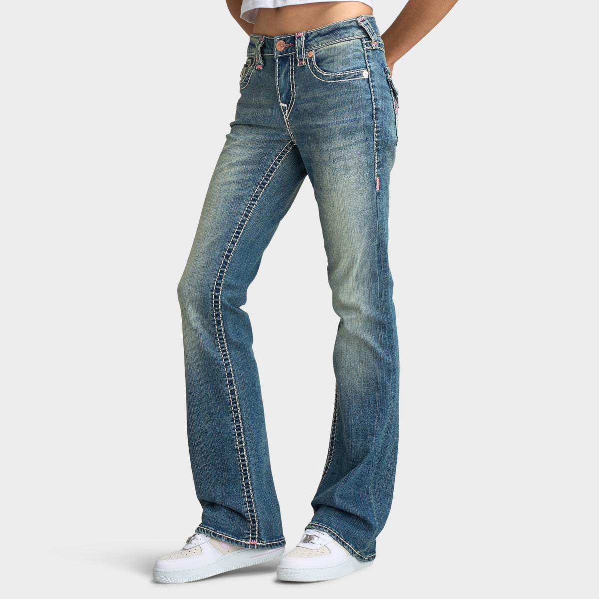 True Religion Jean Becca semi-évasé Super T Flap / Rouge Séquoia