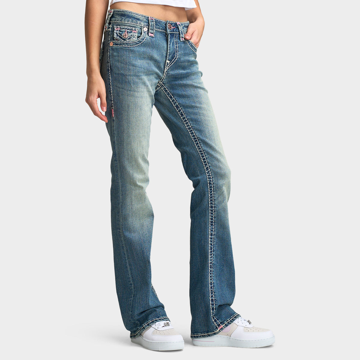 True Religion Jean Becca semi-évasé Super T Flap / Rouge Séquoia