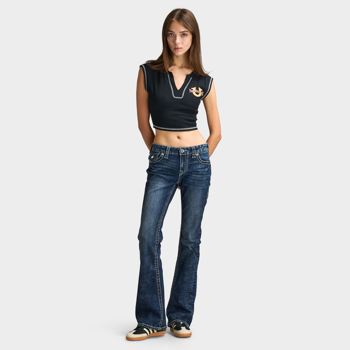 True Religion Women Crystal Becca Bootcut Big T / Dark Wash