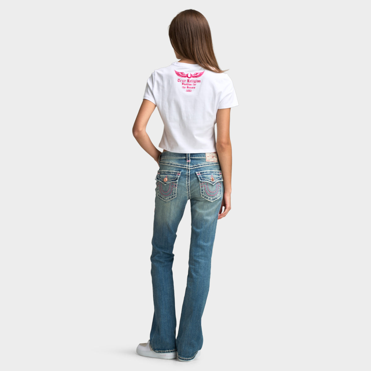 True Religion Women's Embroidery Patch Baby T-Shirt / Optic